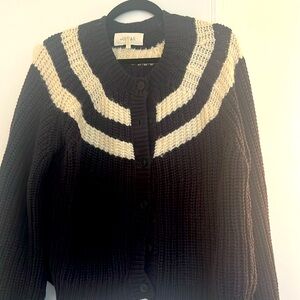 The Great Navy and White Cotton Cardigan